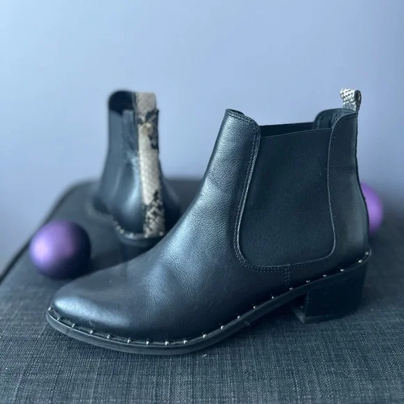 Stylized Cowboy Boots in Calf leather and Snake Skin, size 7/7.5 - Picture 3 of 12